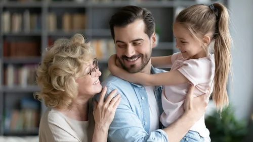 man holding child